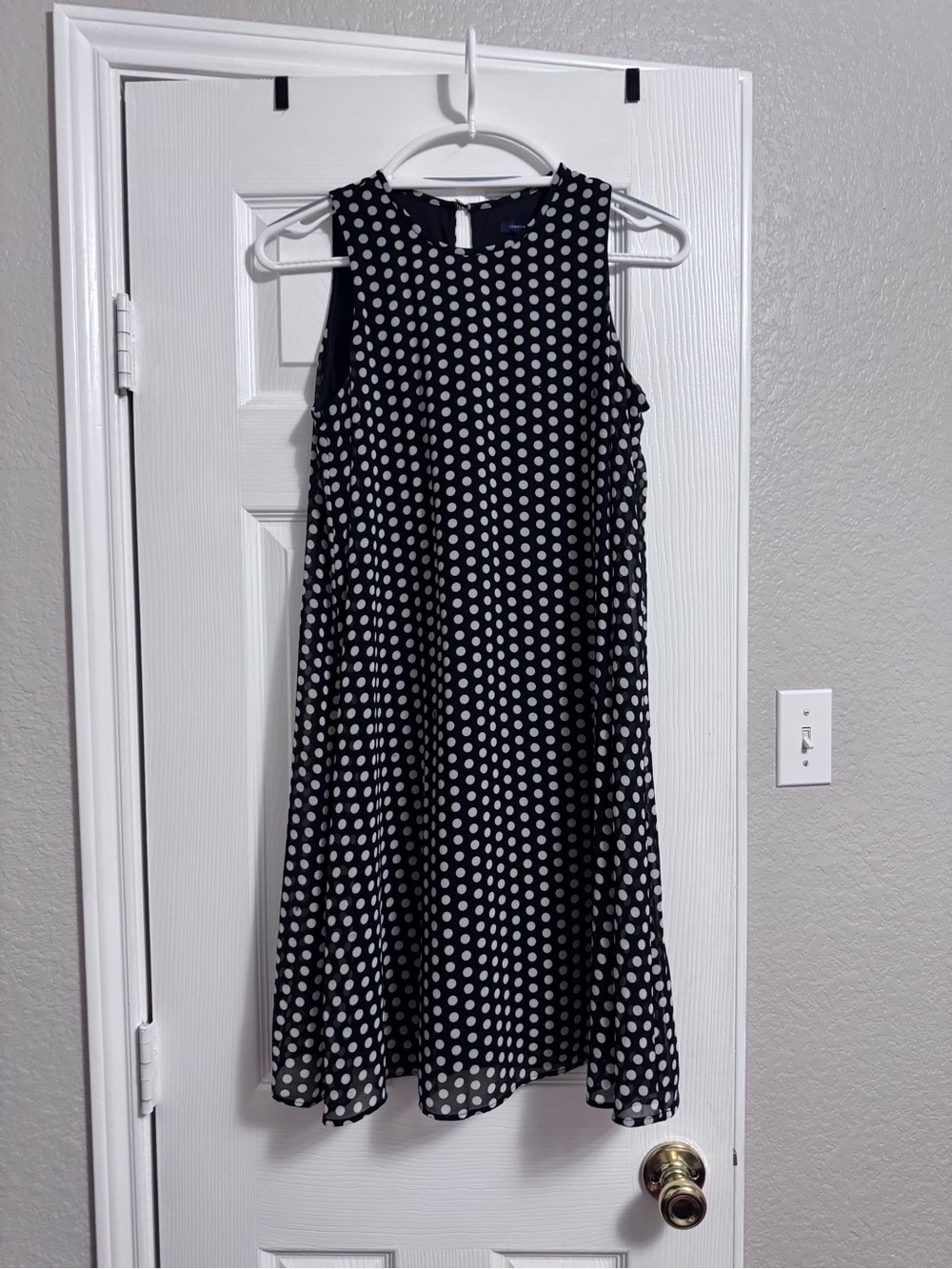 Tommy Hilfiger Black and White Polka Dot Midi Dress Size 4